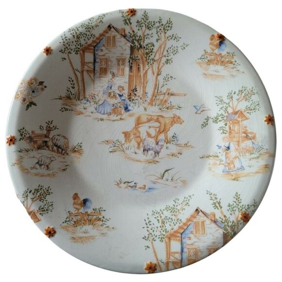 Yankee Candle Company Ellen McLeod Candle Plate Country Home Sheep Rooster - Picture 1 of 2